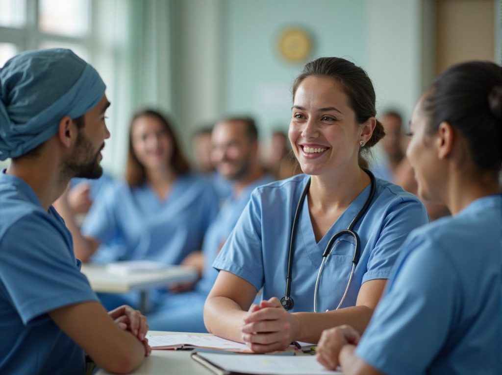 CRNA professional mentoring students and answering questions about anesthesia careers.