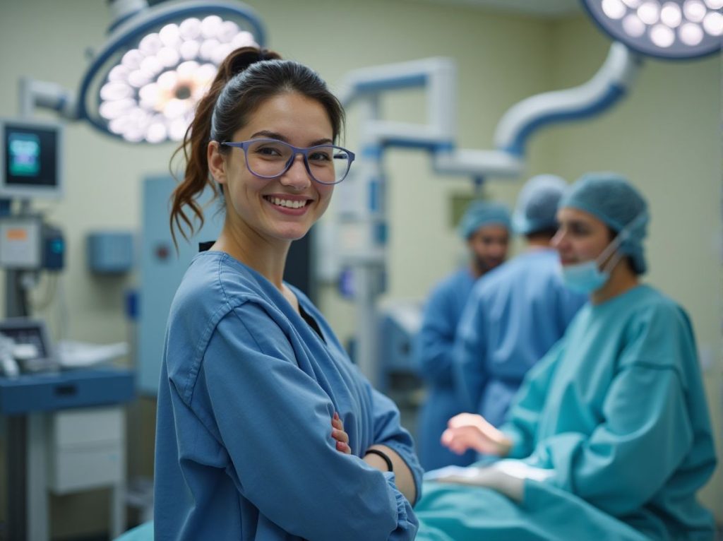 Certified Registered Nurse Anesthetist in Arizona hospital ready to begin surgery.