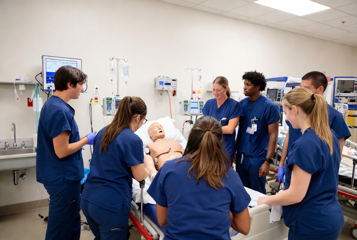 ASU nursing students training in a state-of-the-art simulation lab.