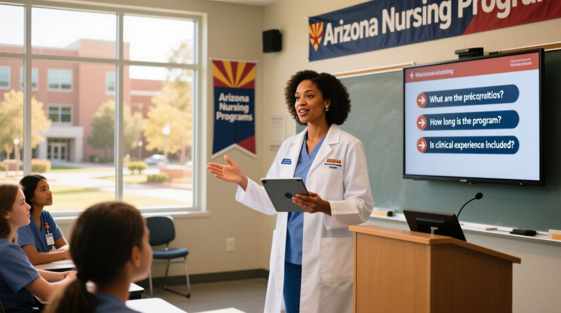 Nurse educator answering frequently asked questions about Arizona nursing programs.