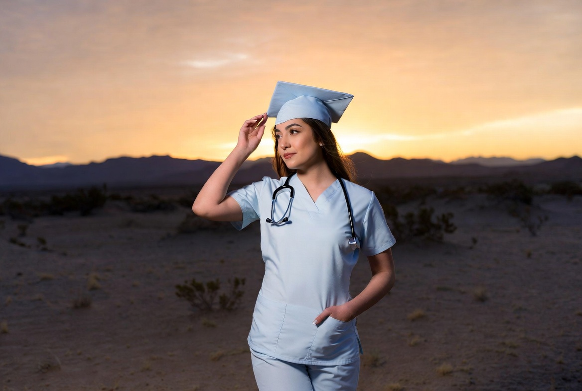 Nursing graduate in Arizona celebrating her future nursing career.