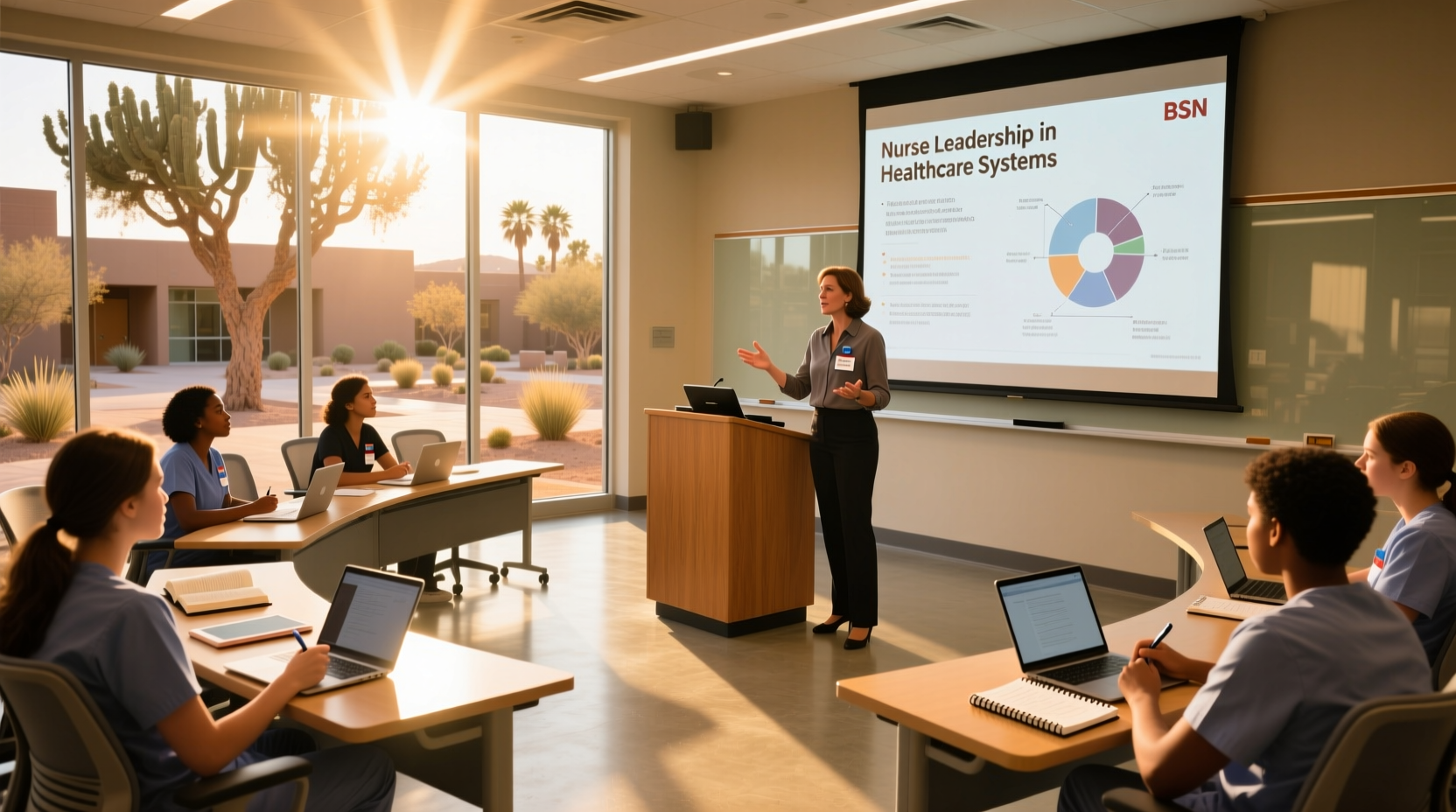 BSN students attending a nursing lecture at an Arizona university.