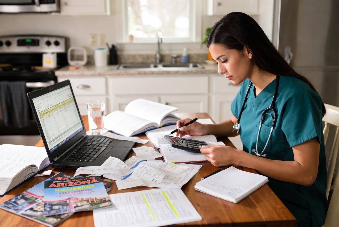 Nursing student budgeting total cost of attendance, including housing, supplies, and fees in Arizona.