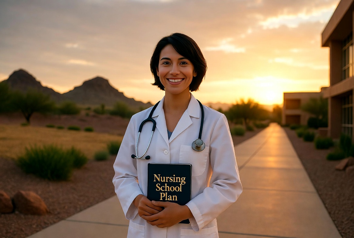 Student preparing for nursing school and beginning their career journey in Arizona.
