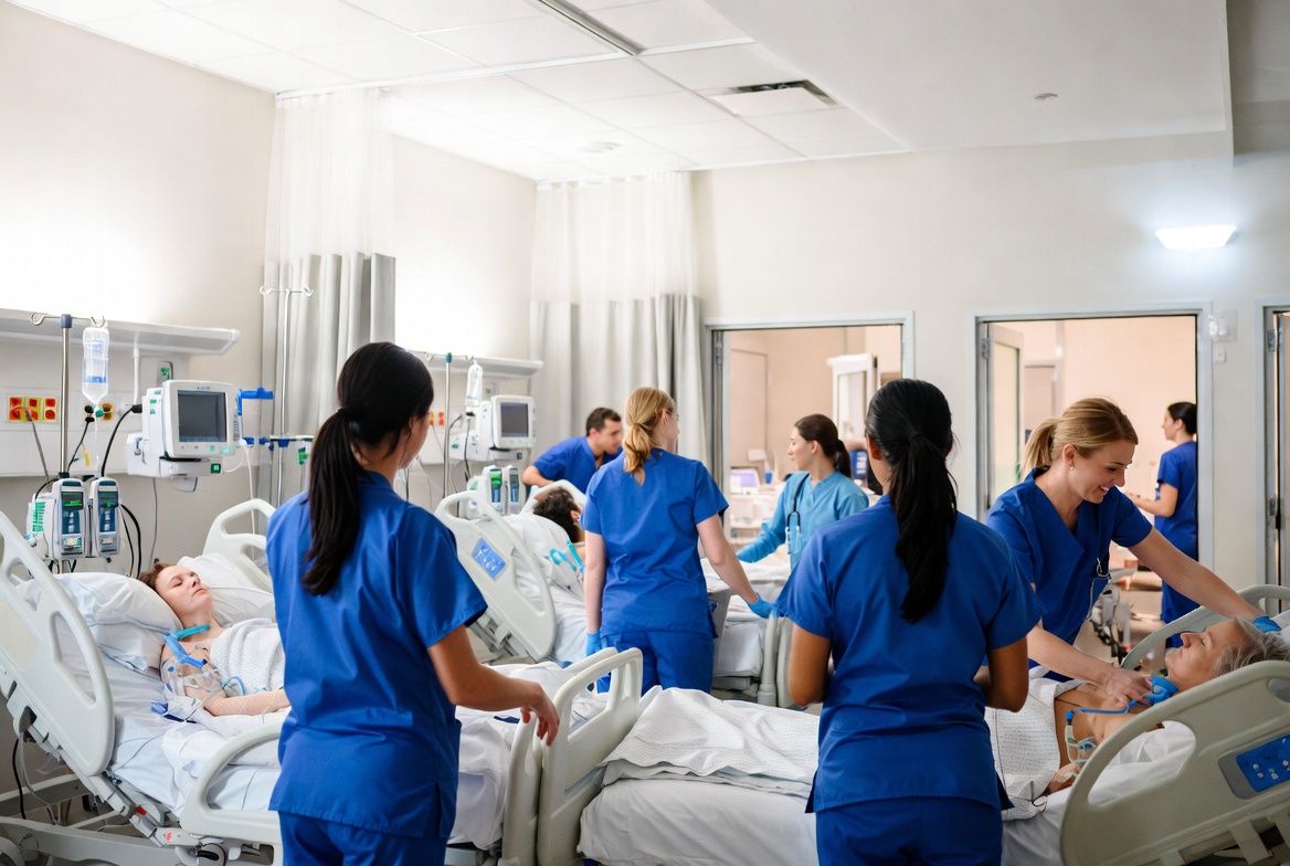 Accelerated BSN students completing clinical rotations in an Arizona hospital.
