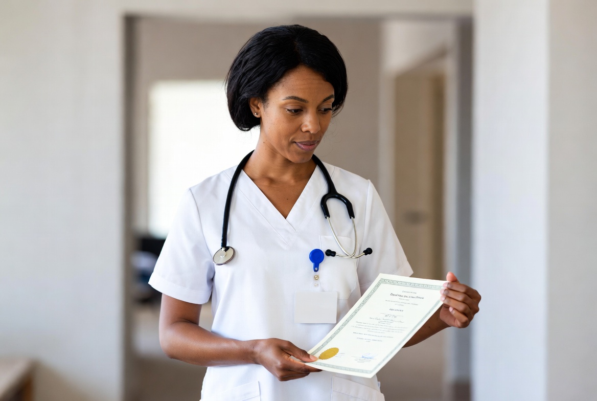 Registered Nurse displaying AHNCC holistic nursing board certification.