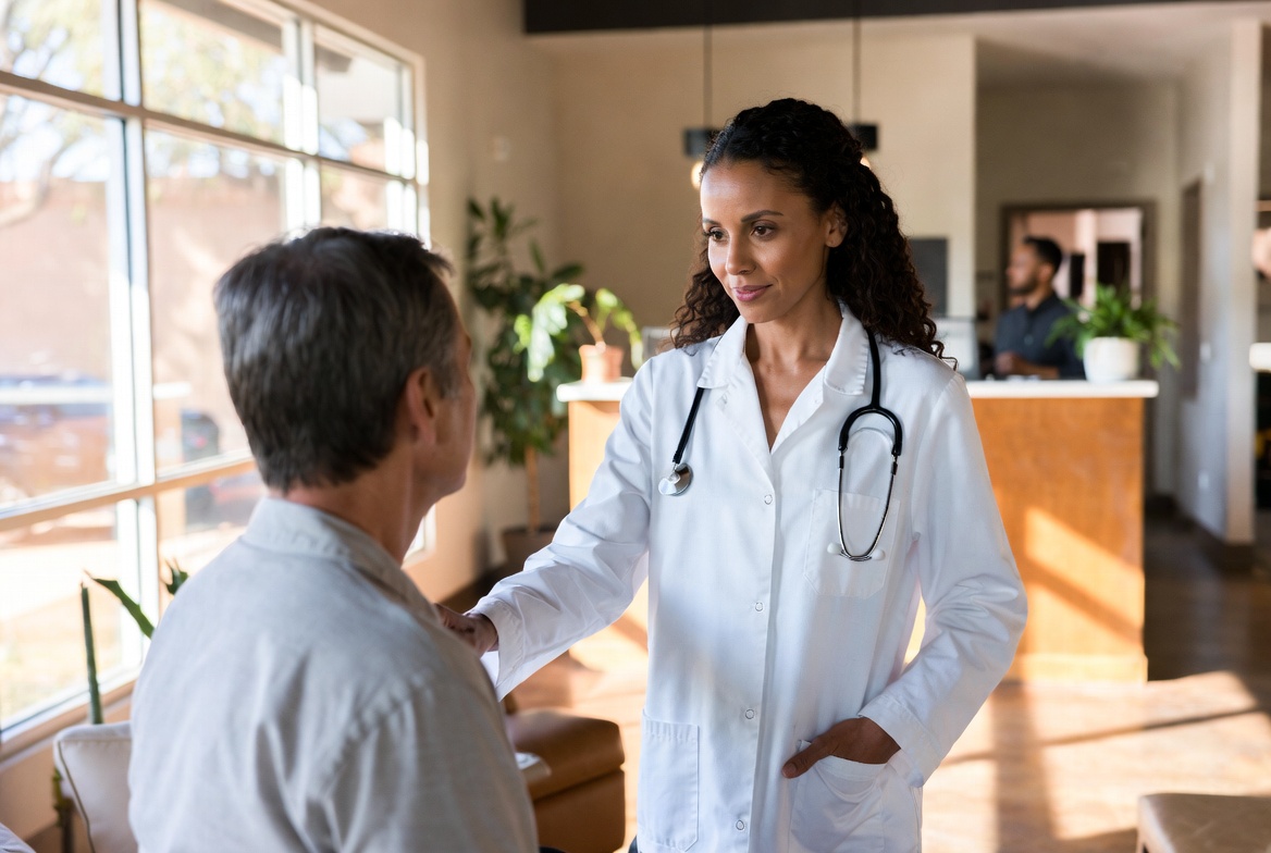 Holistic nurse providing integrative patient care in an Arizona healthcare clinic.