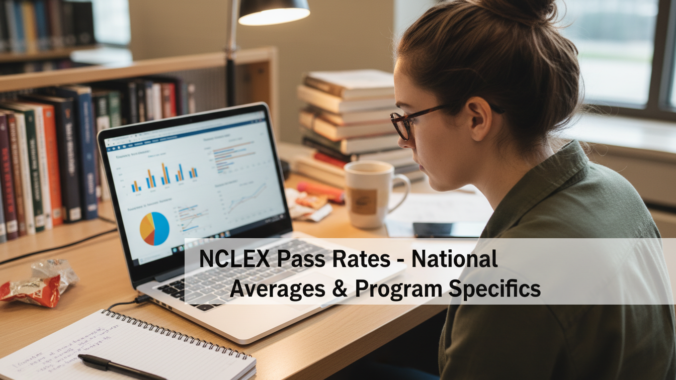 Nursing student analyzing NCLEX pass rate data.