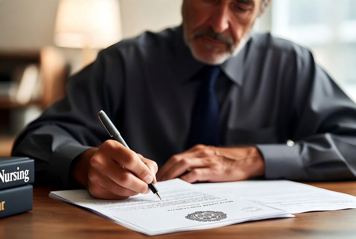 Professor writing a recommendation letter for a nursing school applicant.