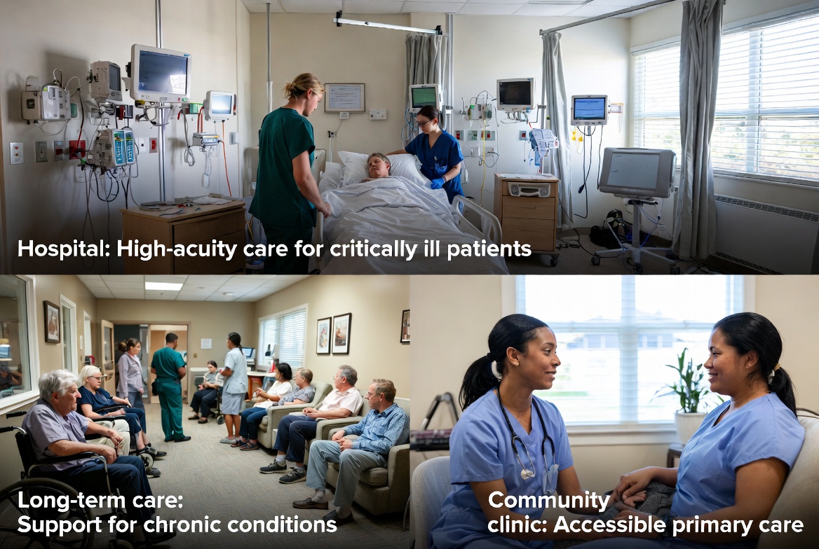Arizona nursing clinical settings including hospitals, long-term care, and community clinics