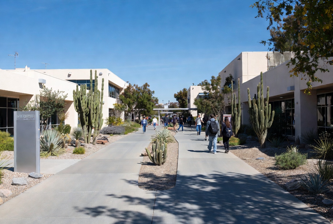 Glendale Community College campus walkway, nursing program.