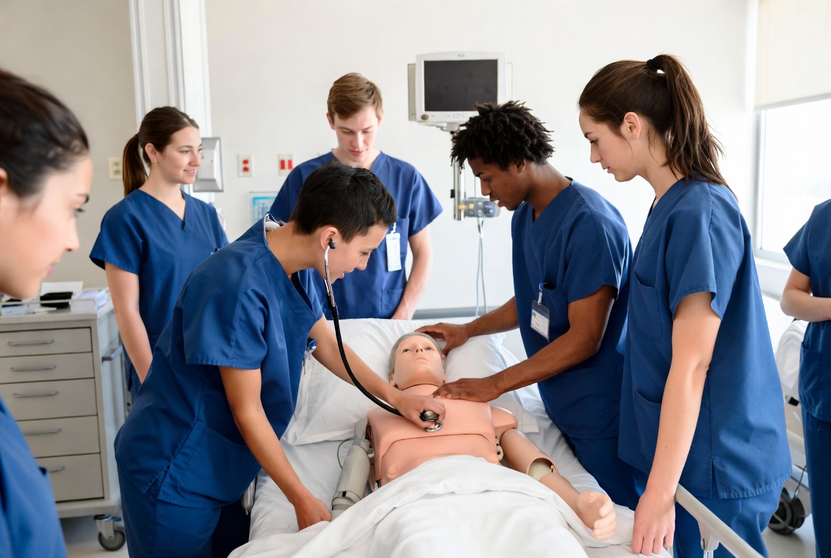 Nursing students completing clinical training in Arizona lab