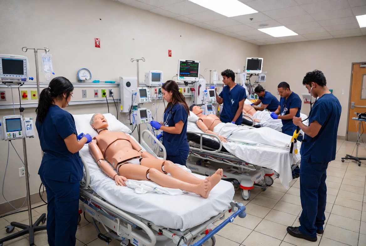 Phoenix College ADN students working in simulation lab