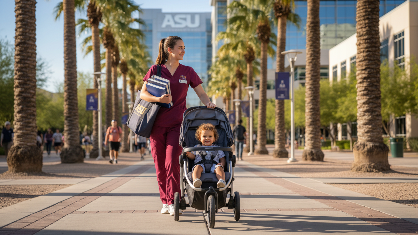 Arizona State University nursing program with childcare support for parents.