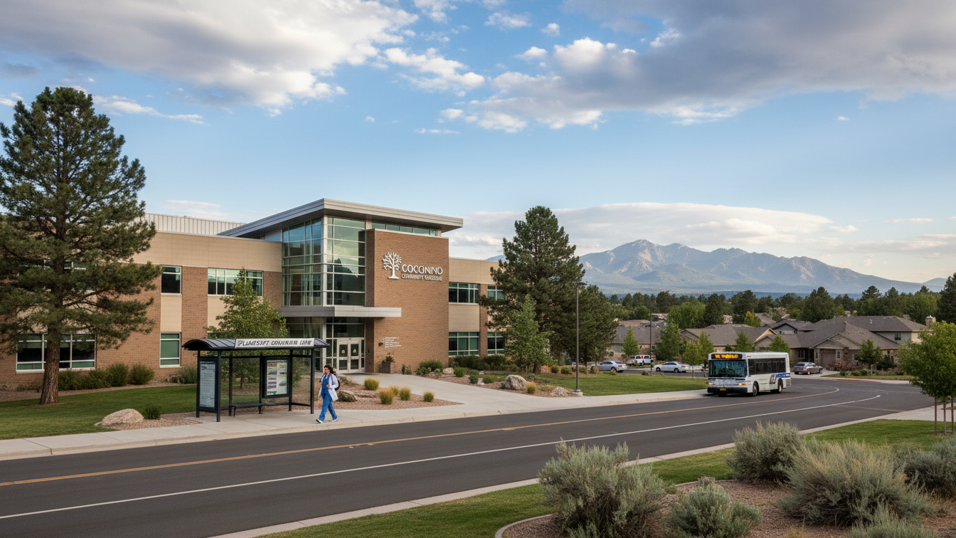Coconino Community College nursing student commuting by bus.”
