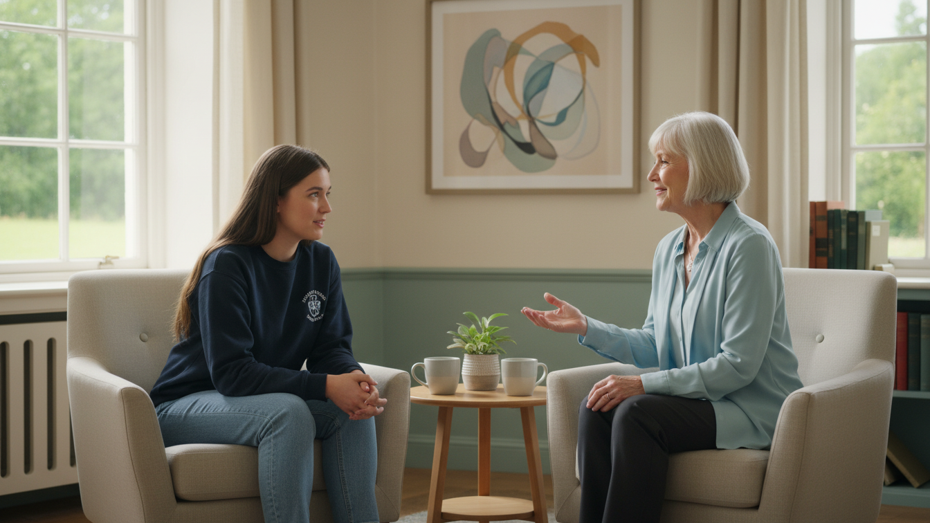 Nursing student receiving mental health support during nursing school.