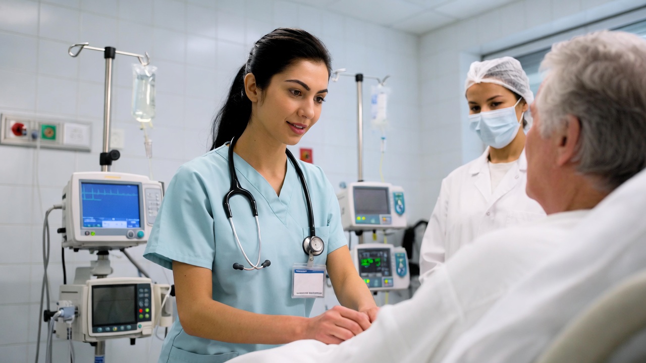Nursing student performing clinical duties in Arizona hospital.