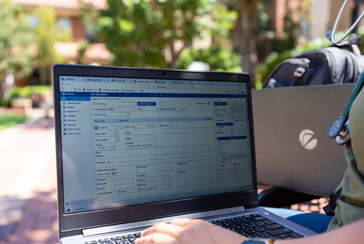 High-performance laptop running nursing school software and EHR simulations