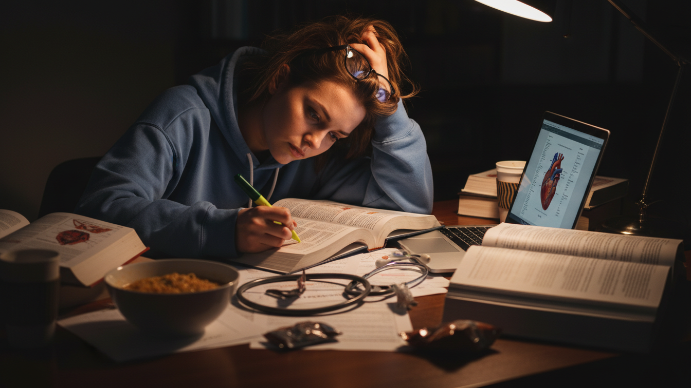 Nursing student in Arizona experiencing stress from exams and clinical responsibilities.