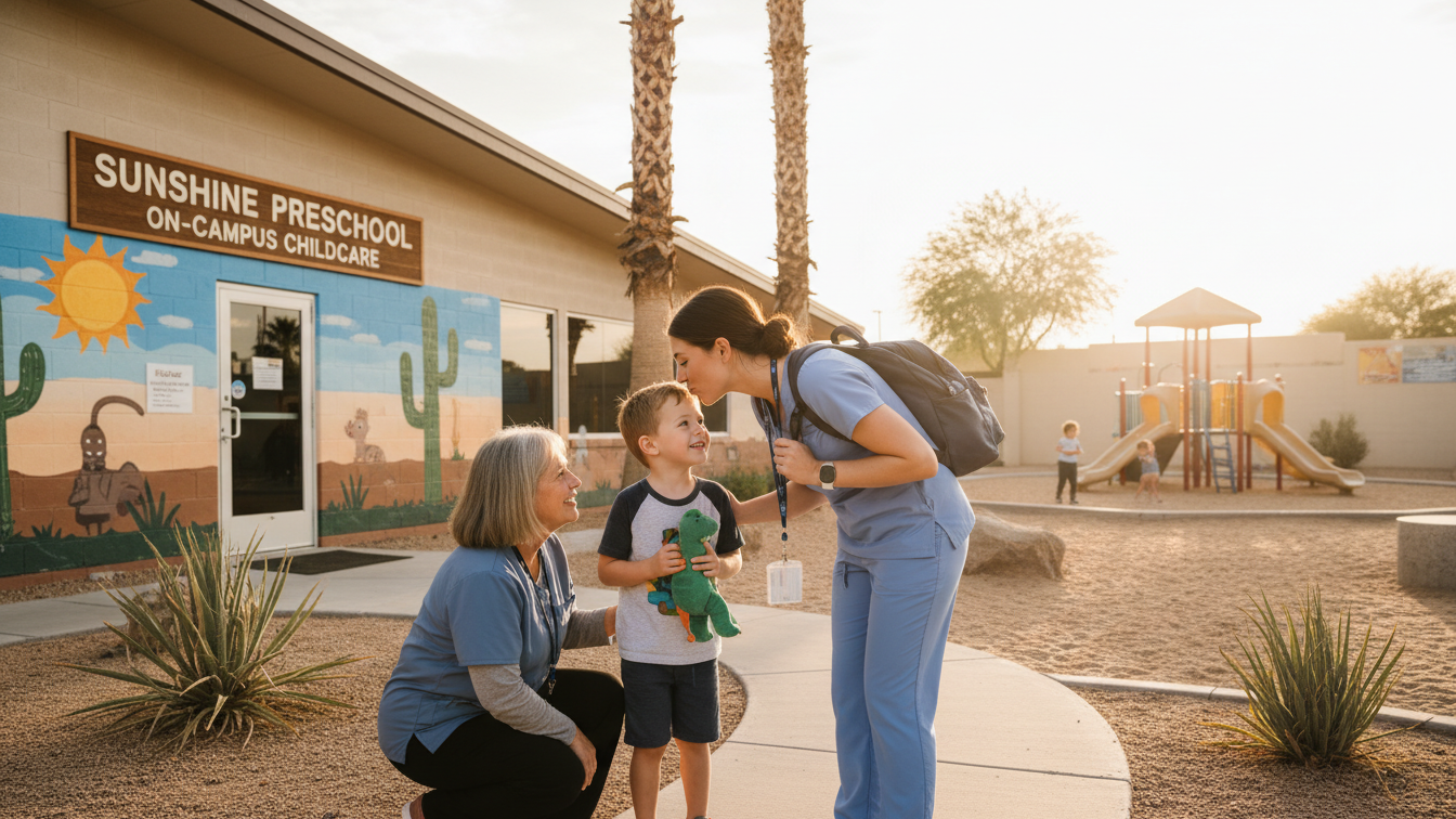 Phoenix College nursing program with on-campus childcare for student parents.
