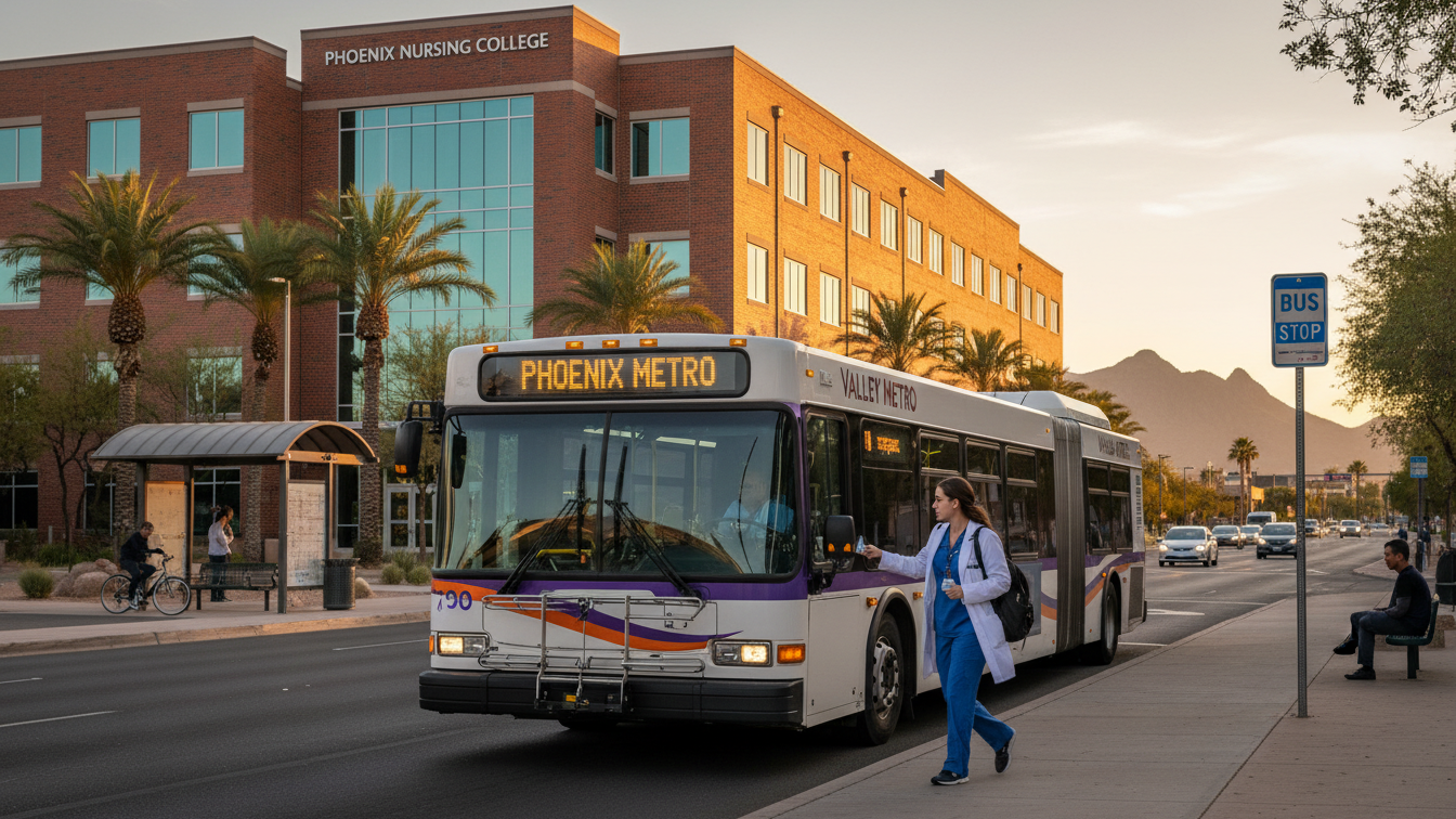 Phoenix nursing school accessible by city bus routes.
