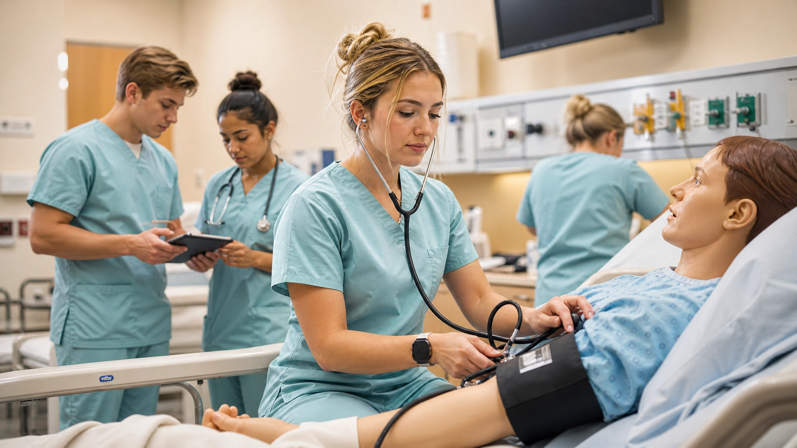 ADN nursing students practicing skills at an Arizona community college program