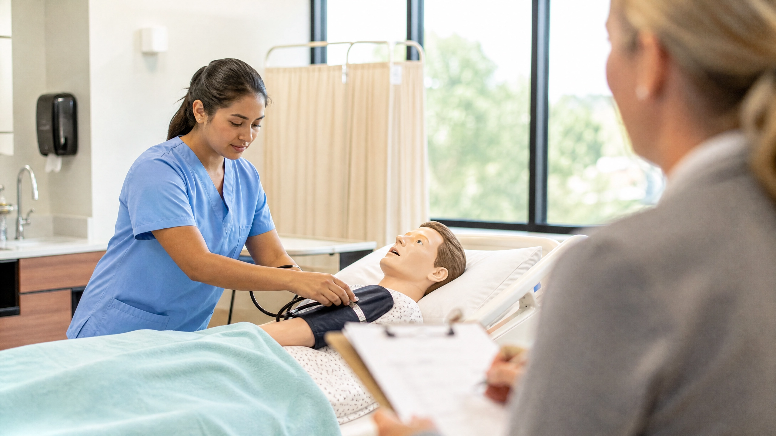 CNA student demonstrating a hands-on skill during the Arizona CNA competency exam evaluation