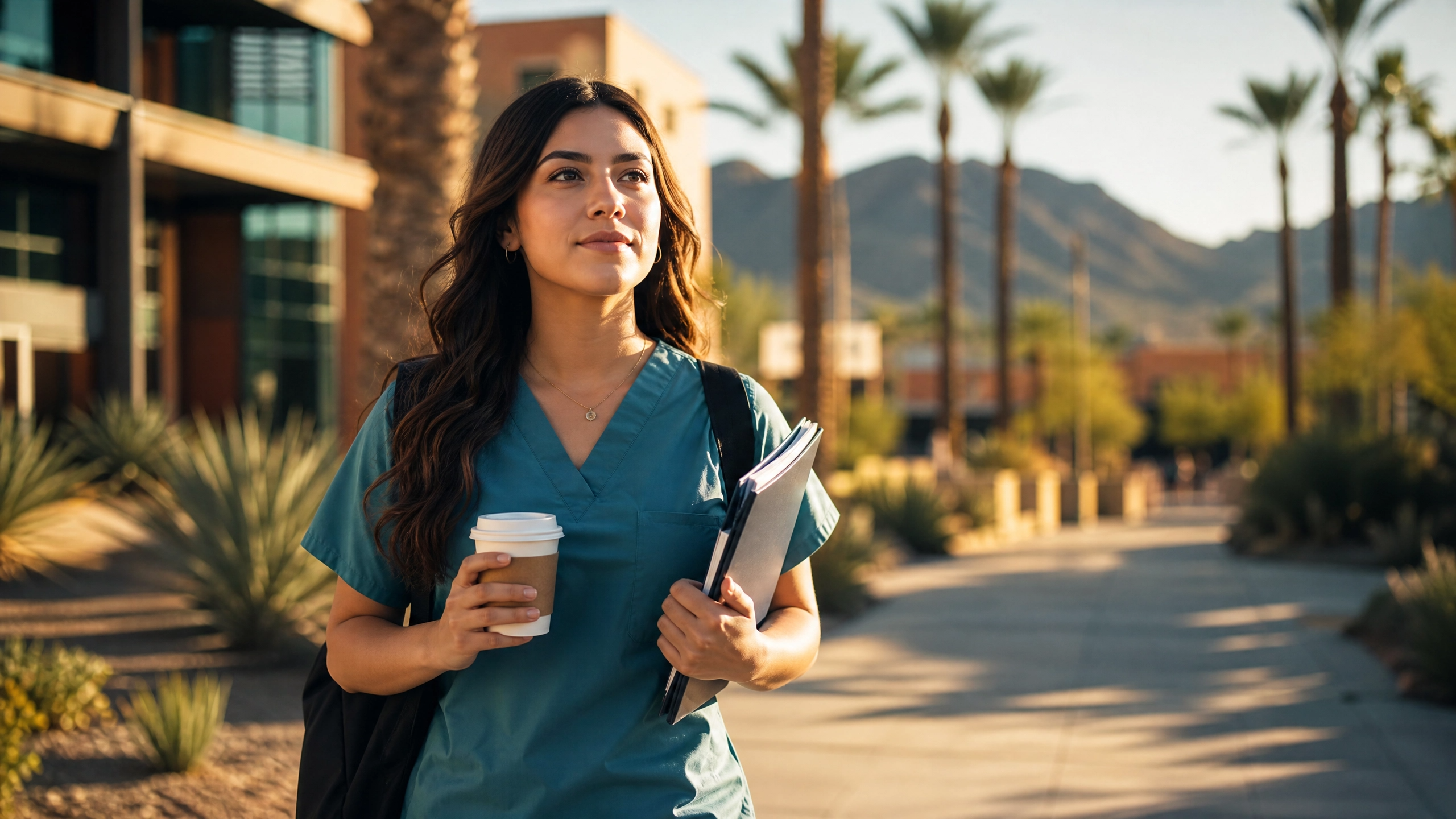 Prospective Arizona nursing student walking forward with a clear plan after confirming her prerequisite status