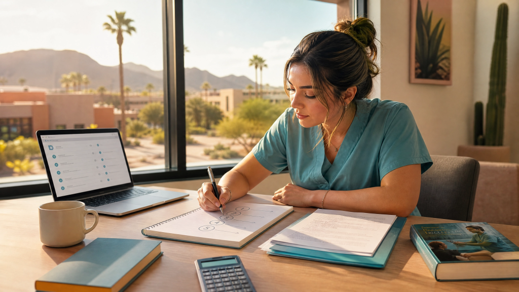 Pre-nursing student working through a 5-step GateWay Community College nursing application plan
