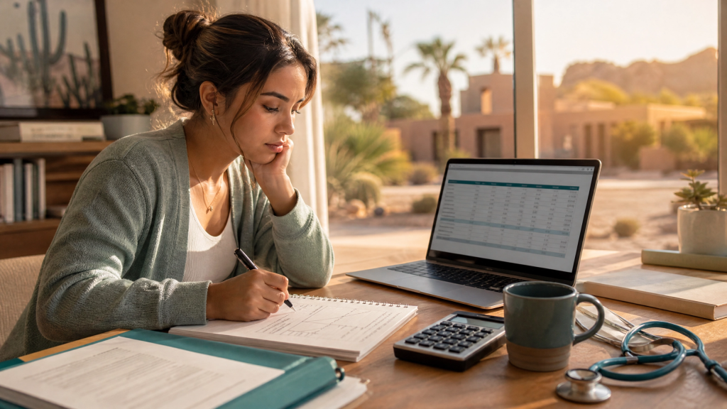 Prospective nursing student analyzing GCU nursing tuition costs and return on investment