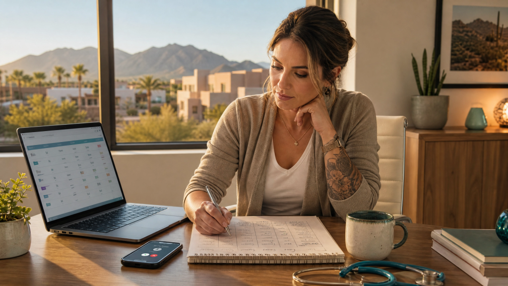 Experienced Arizona RN vetting travel nursing agencies using a structured framework comparing contracts and stipends